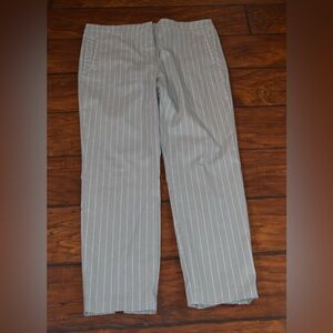 Wide Leg Pinstripe Grey Trouser Dress Pants Worthington Women Sz 12 Slit Detail